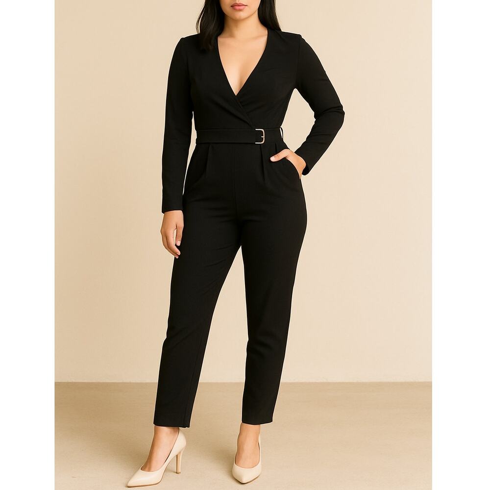 Hutch Deep V-Neck Black Jumpsuit Size 2 Sexy but Powerful Style